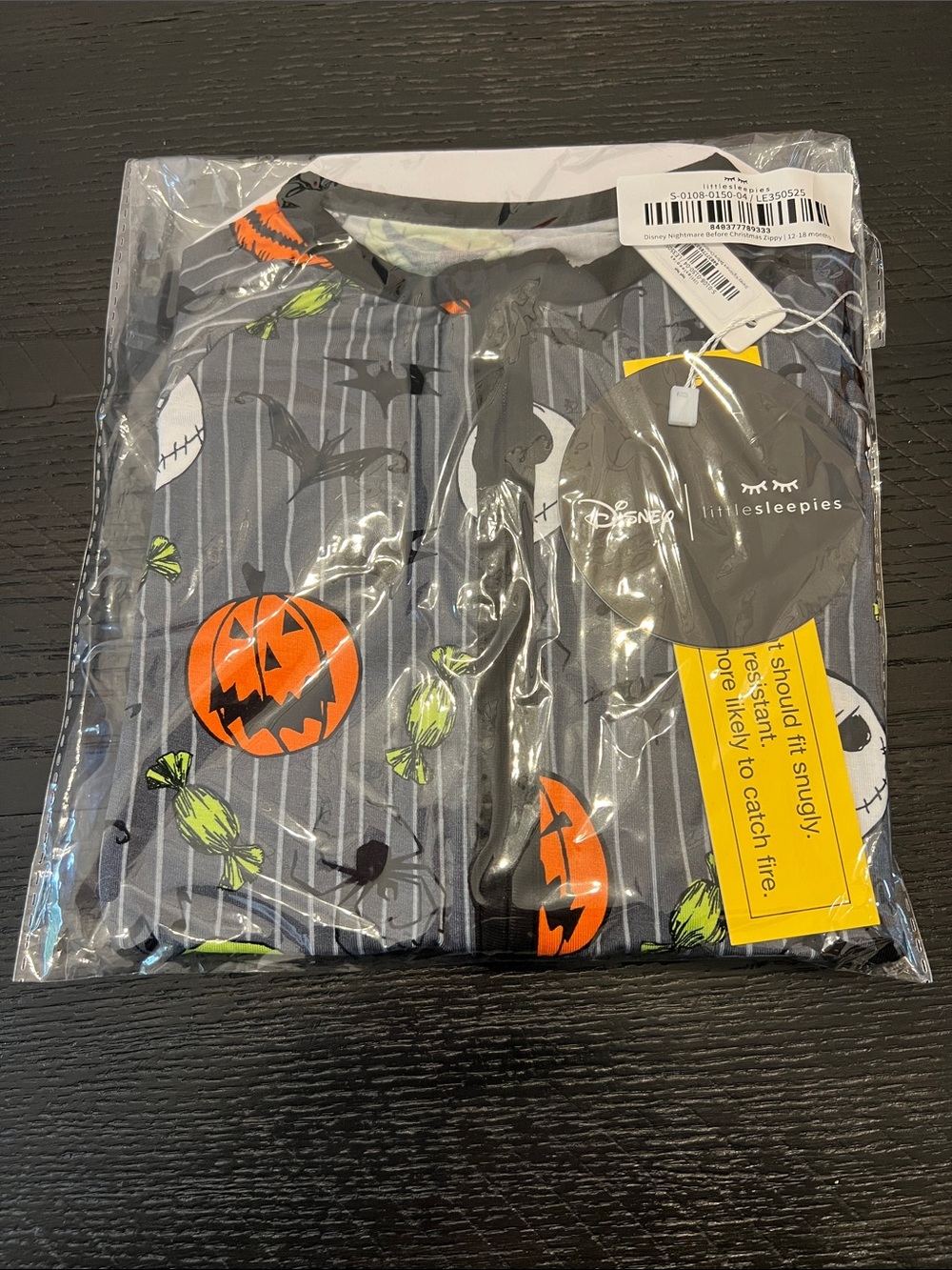 Little Sleepies Disney Nightmare Before Christmas Zippy 12-18 Months NWT